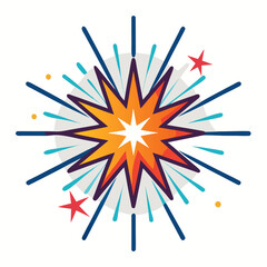 Fireworks Burst Icon | Generative AI Vector & Linocut Silhouette Design