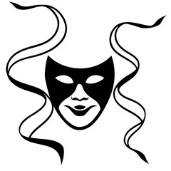 Mask and Streamers Vector | Generative AI Linocut Silhouette Design