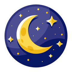 Moon and Stars Night Vector | Generative AI & Linocut Silhouette Design