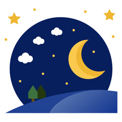 Moon and Stars Night Vector | Generative AI & Linocut Silhouette Design