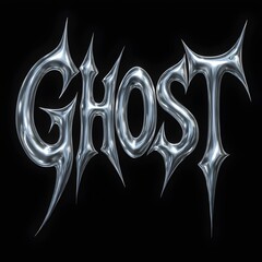 Stunning metallic ghost lettering on dramatic black background perfect for Halloween designs or edgy brand visuals, adding a modern, unique flair