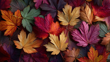 Background group autumn orange leaves.