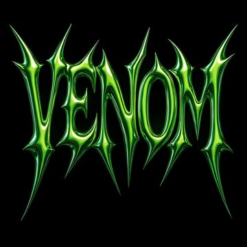 Intense green venom typography design with sharp edges against a dark backdrop, perfect for edgy branding or striking graphic design projects
