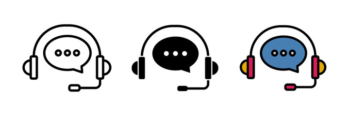 Support service headset icon help, service or assistance. Ideal for websites, apps. Vector icons illustrations for graphic design.