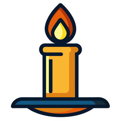 "Candle Light Icon Vector – Generative AI Linocut Silhouette Design"