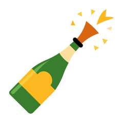 "Champagne Bottle Pop Vector – Generative AI Linocut Silhouette Design