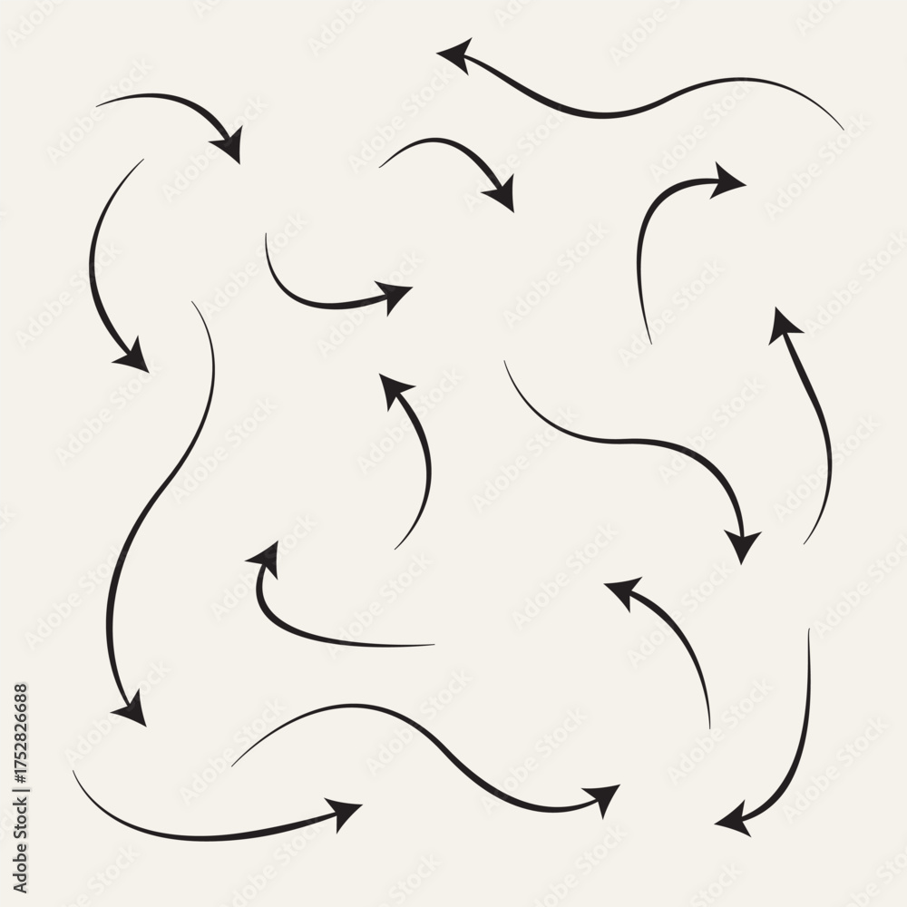 Wall mural curve arrow icon set. set of black long curve arrow for app and ui design. long up arrow icon set