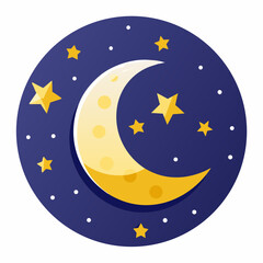 Moon and Stars Night Vector | Generative AI & Linocut Silhouette Design