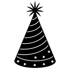 Party Hat Cone Vector | Generative AI & Linocut Silhouette Design