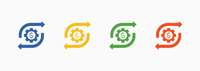 Cash Flow Icon Set Color Multiple Style Collection