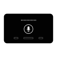 Voice Command Microphone Button On Modern Black Device Interface For Recording And Speech