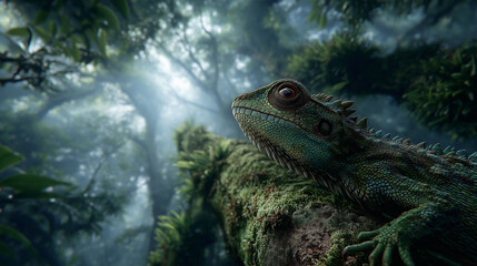 Exotic and beautiful green panther chameleon