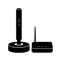 Wireless Router And Game Controller Silhouette For Home Tech, Gaming And Internet Setup