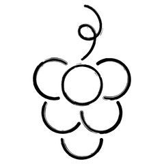 grape icon, brush strokes, vector illustration on white background.