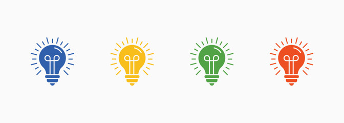Bulb Icon Set Color Multiple Style Collection