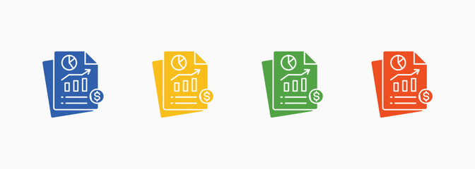 Report Icon Set Color Multiple Style Collection