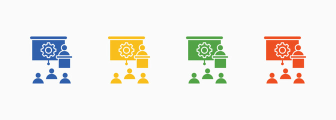 Presentation Icon Set Color Multiple Style Collection