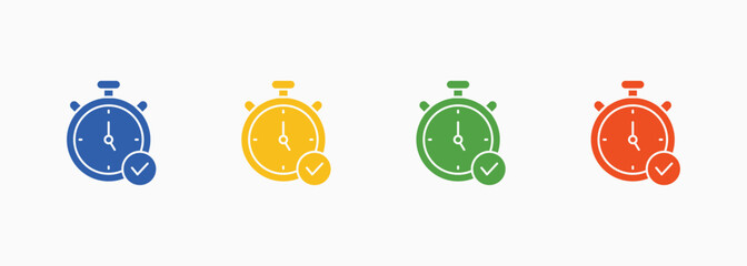 Time Icon Set Color Multiple Style Collection