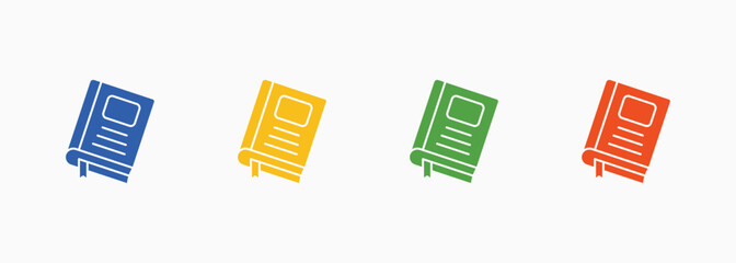 Book Icon Set Color Multiple Style Collection