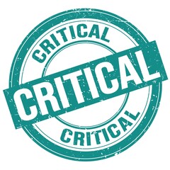 CRITICAL text written on blue round stamp sign