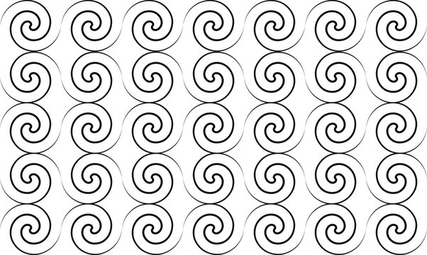Repeating Black Greek Key Swirl Pattern spiral wave