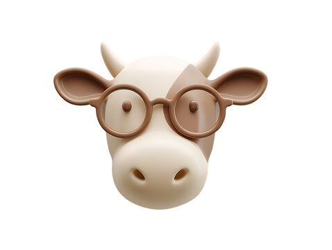cow wear sunglasses 3d style isolated on transparent background