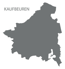 Kaufbeuren city map with boroughs grey illustration silhouette shape