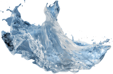 Water Sculpture Dress Silhouette with Splashes & Membrane (Pre-masked/Transparent Background)