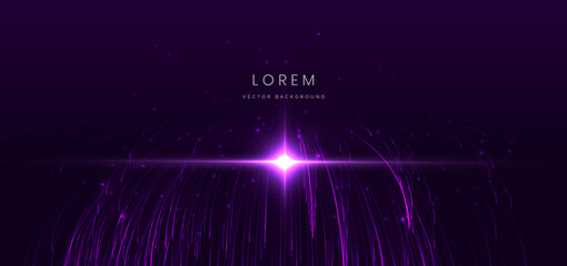 Pink and purple curve lines glowing with lighting effect sprakle on dark background.