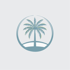 Stylized Palm Tree Logo Within a Circle.