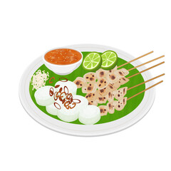 Vector Illustration Logo Clipart Sate Taichan or Taichan Satay Indonesian Street Food
