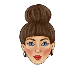 Cute cartoon face of a girl