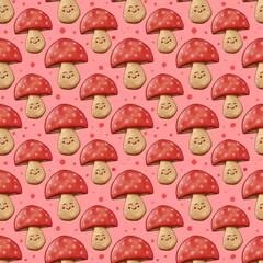 Cute cartoon mushroom pattern