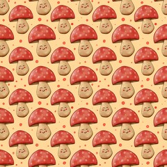 Cute cartoon mushroom pattern