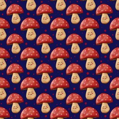 Cute cartoon mushroom pattern