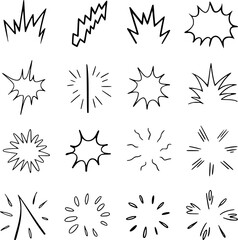 Collection of Hand-Drawn Starburst and Explosion Graphics