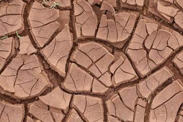 severe drought cracks the parched earth surface. arid desert soil fractures under intense heat
