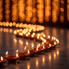 Celebrate Happy Diwali background with festive diya lamps