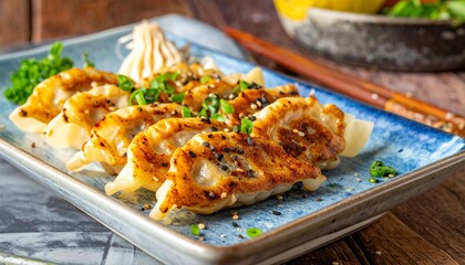 焼き立てジューシー餃子の香ばしいイメージフォト4