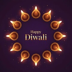 Celebrate Happy Diwali background with festive diya lamps