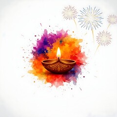 Celebrate Happy Diwali background with festive diya lamps