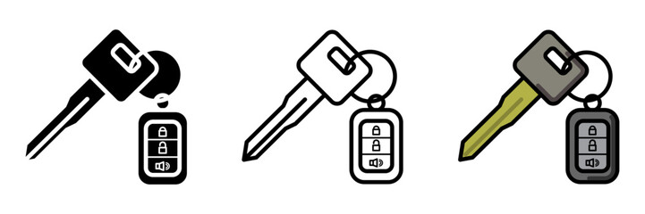 Car key icon set on white  background
