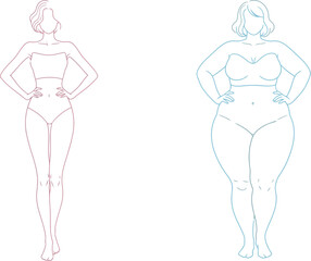 Diverse body shapes and sizes represented by simple line art figures.