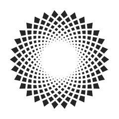 Decorative symmetry floral frame in indian style. Circle radial floral pattern. Round design element. Vintage traditional design. Tattoo style. Vector illustration art.