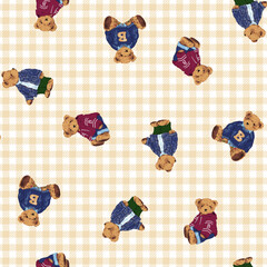 A cute bear pattern perfect for textiles and backgrounds.,