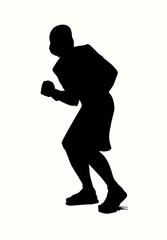 Vector drawing. Adult man flee with fear