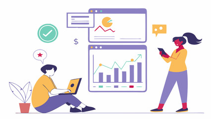 Modern Flat Illustration Business Team Analyzing Digital Marketing Data Web Analytics and Financial Growth Charts for Online Strategy