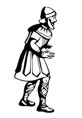 Vector drawing. The king looks ahead