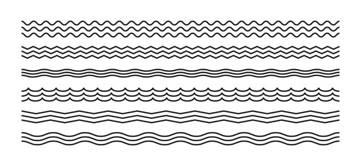 Abstract wavy and zigzag line set