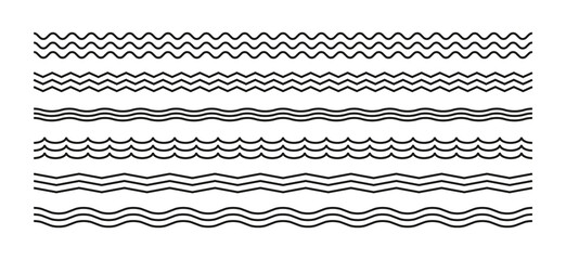 Abstract wavy and zigzag line set